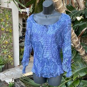 Silk Bohemian floral blouse with bell sleeves